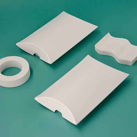Buje anular y placas de plástico blanco sobre fondo verde
