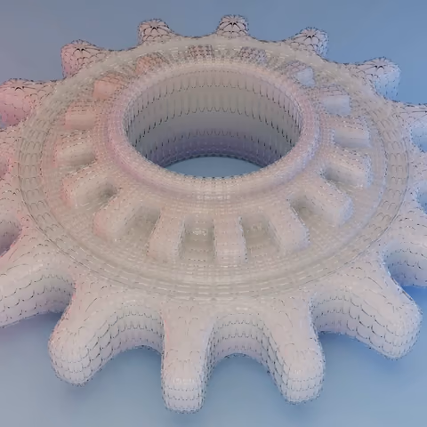 Engrane de plastico con las capas de impresion 3D visibles